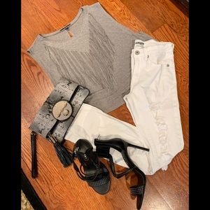 Rocker Fringe Detail Top With Open Design Back